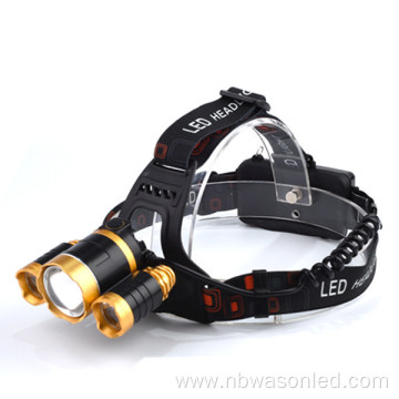 Waterproof Zoomable Bright Rechargeable Headlight Flashlight